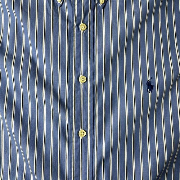 Ralph Lauren Men’s 18 36/37 Blue Stripe Shirt Long Sleeve Classic Fit Button - Picture 4 of 10